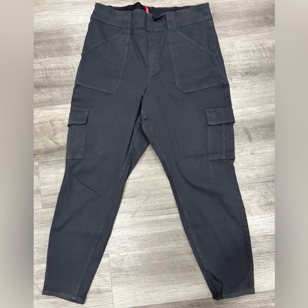 Spanx Twill Cargo Skinny Pants Pull On Tummy Control Ankle  2X (37x29") Gray